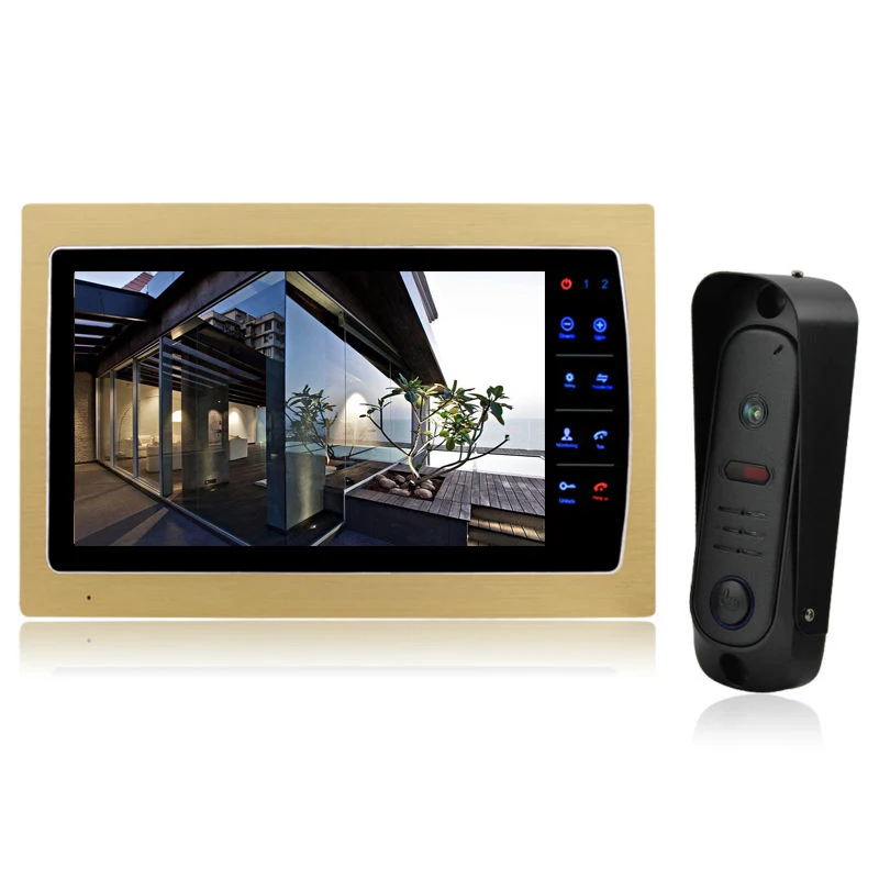 

YSECU Video Door Phone Intercom System Support SD Card Recording & Picture Memory 10'' Touch Key Indoor Monitor with Doorbell