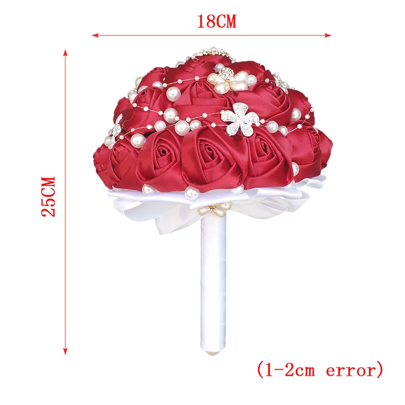 WifeLai-Заводская распродажа, букет невесты винно-красного цвета, свадебные цветы de noiva, необработанный цвет, жемчуг, серебро, бриллиант, бисер, на заказ, W251