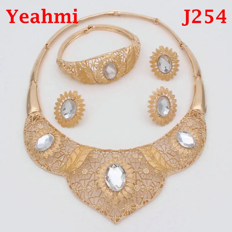 

Nigerian Wedding African Beads Jewelry Sets Crystal Necklace Sets Silver Color Jewelry Set Wedding Accessories Party J254