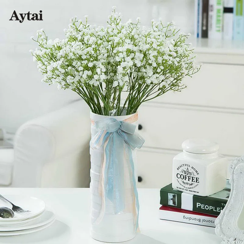 Aytai 6pcs High Quality Artificial Baby Breath Flower 22.8 inch Plastic