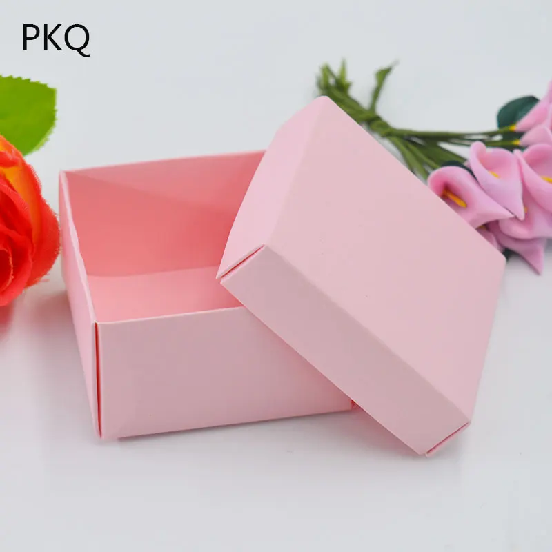 

20pcs Pink Paper Box Solid Color Cardboard Packaging DIY Wedding Favor Gift Box Jewelry Packing Small Cookie Paper Box