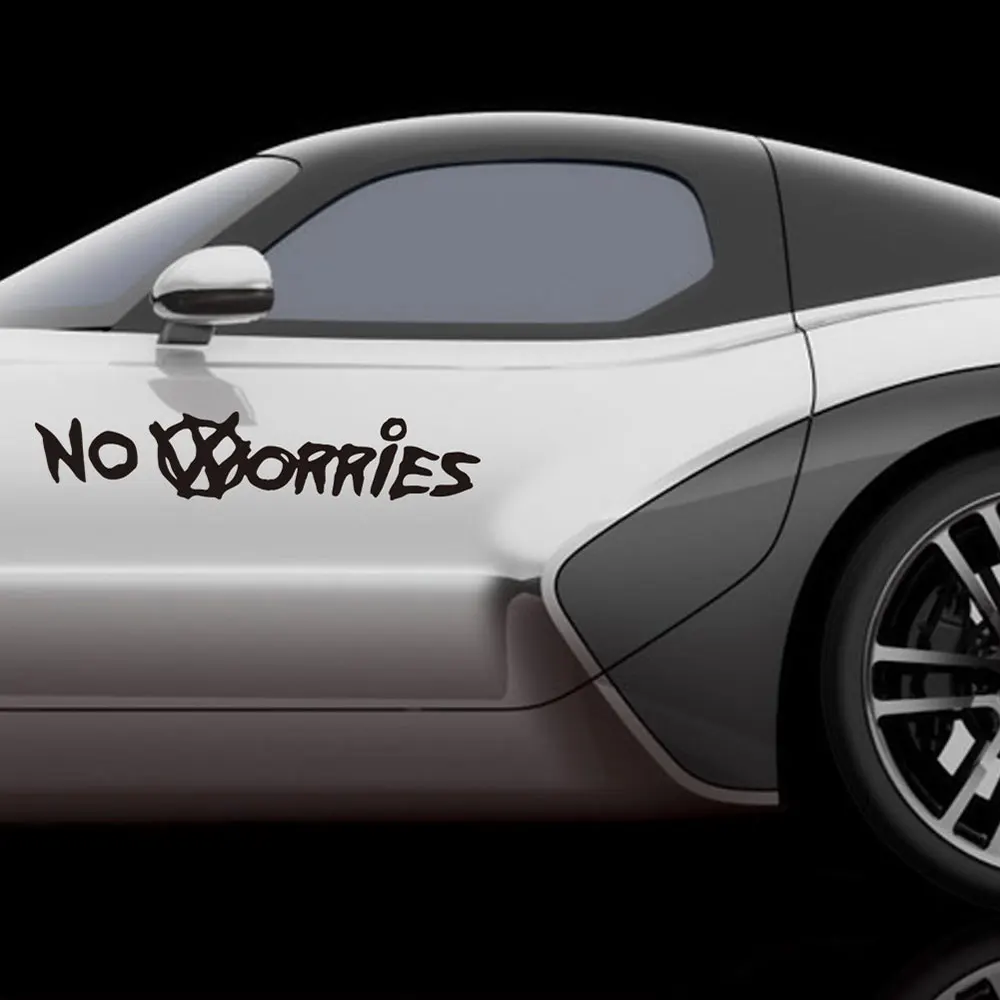 

NO WORRiES PVC Decal Car Sticker Reflective Sticker Cute Funny Door Car Styling Windows