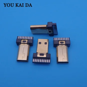 

2pcs/lot Gold-plating Micro usb jack HDMI Male Plug Jack Connector charging port with PCB Plug replacement repair parts 10pin