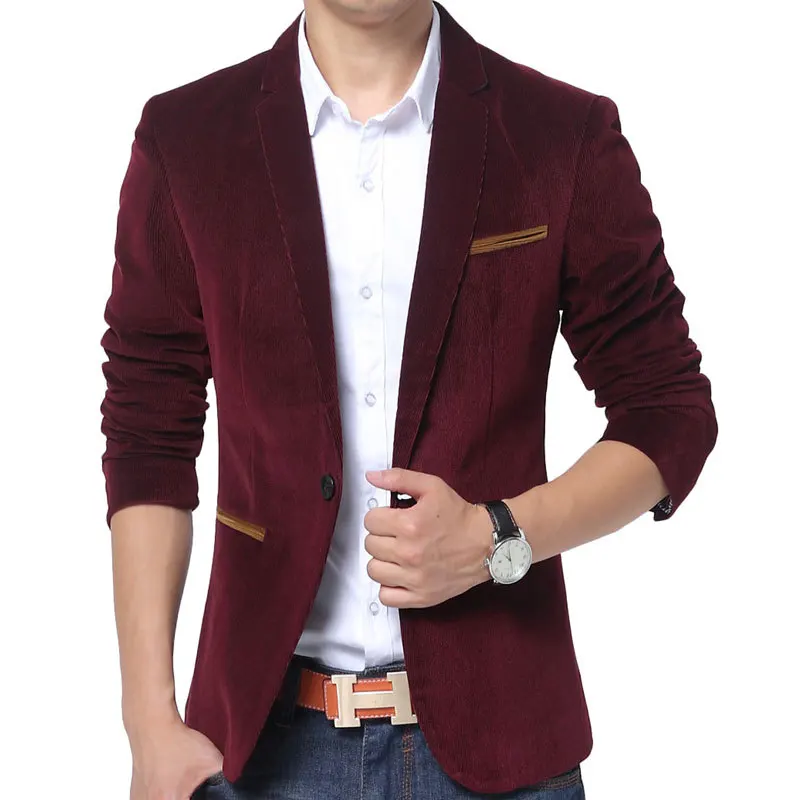 Buy New Red Blazer Men 2017 Autumn Winter Fashion Mens