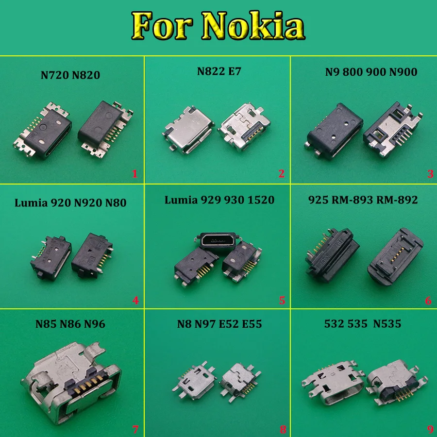 Разъем Micro USB для NOKIA N9 lumia 800 900 N900 N800/920 N920 N80/929 930 1520/925 N535 N97 E55|Соединители| |