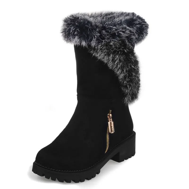 

Big Size 30-52 Women Boots Chains Gross Ankle Boots Lady's Square Med Heels Platform Shoes Woman Winter Boots Women's ShoesZT896