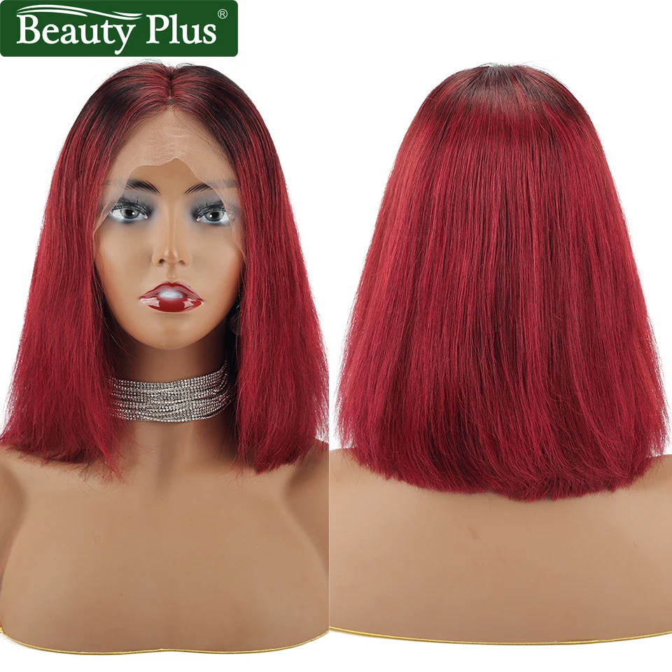 Парики из натуральных волос на кружеве beauty Plus 99j бордовые парики бордового Боба