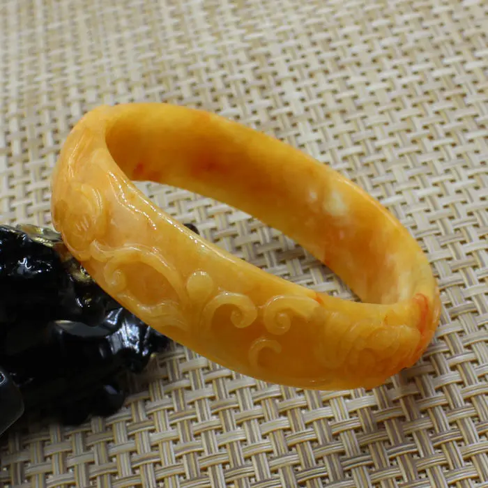 

A246 Beautiful China Hand-carved Orange stoneite stone Gems Bracelet Bangle 64mm