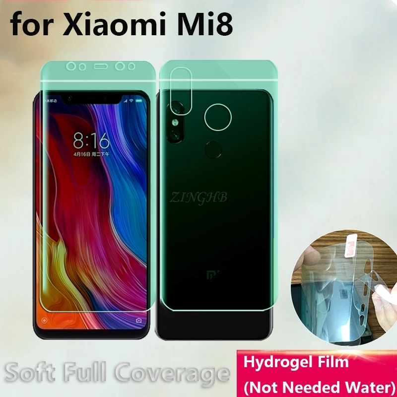 

2 Pcs/Lot Front & Back Auto Fixed Scratch Proof Anti Finger Hydrogel Screen Protector for Xiaomi Mi 8 6.21" Mi8 Full Cover film
