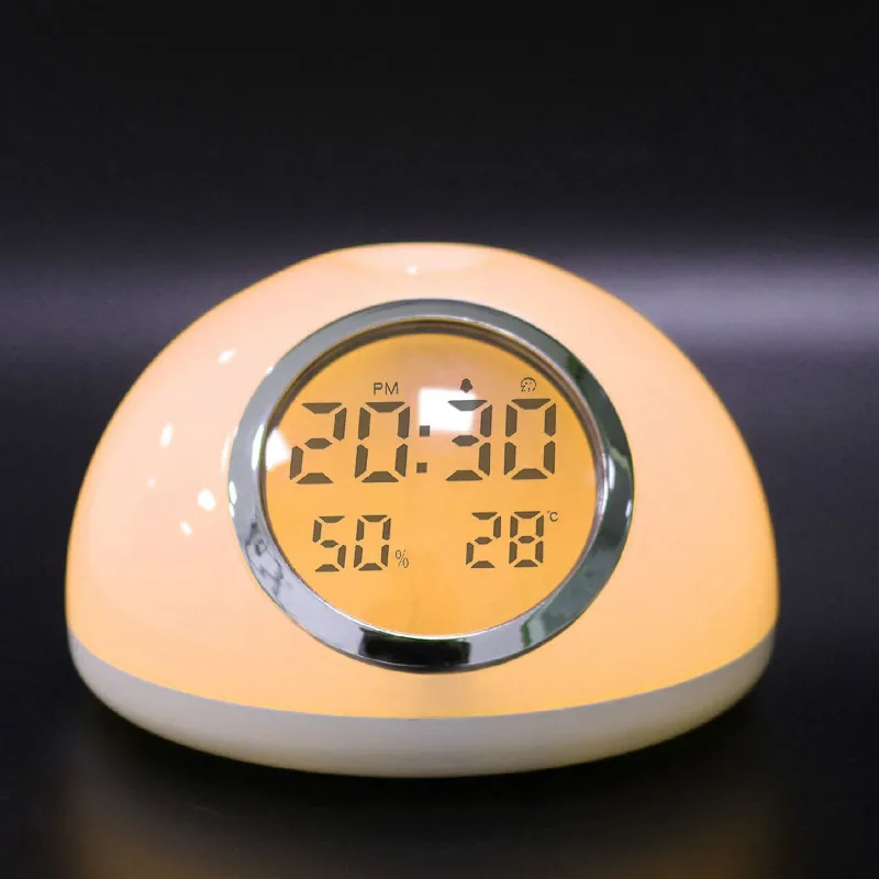 

Newest LED Touch Sensing Digital Alarm Clock Sunrise Sunset LED Wake Up Lights With music Colorful Light