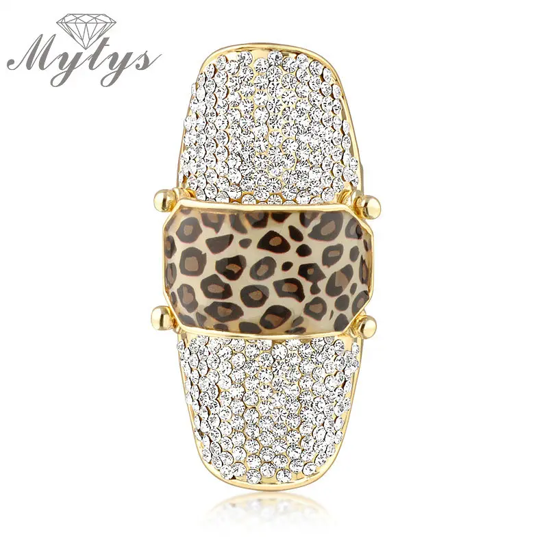 

Mytys Leopard Print Pave Setting Long Full Finger Ring Womens Jewelry Gift Cocktail Ring R118