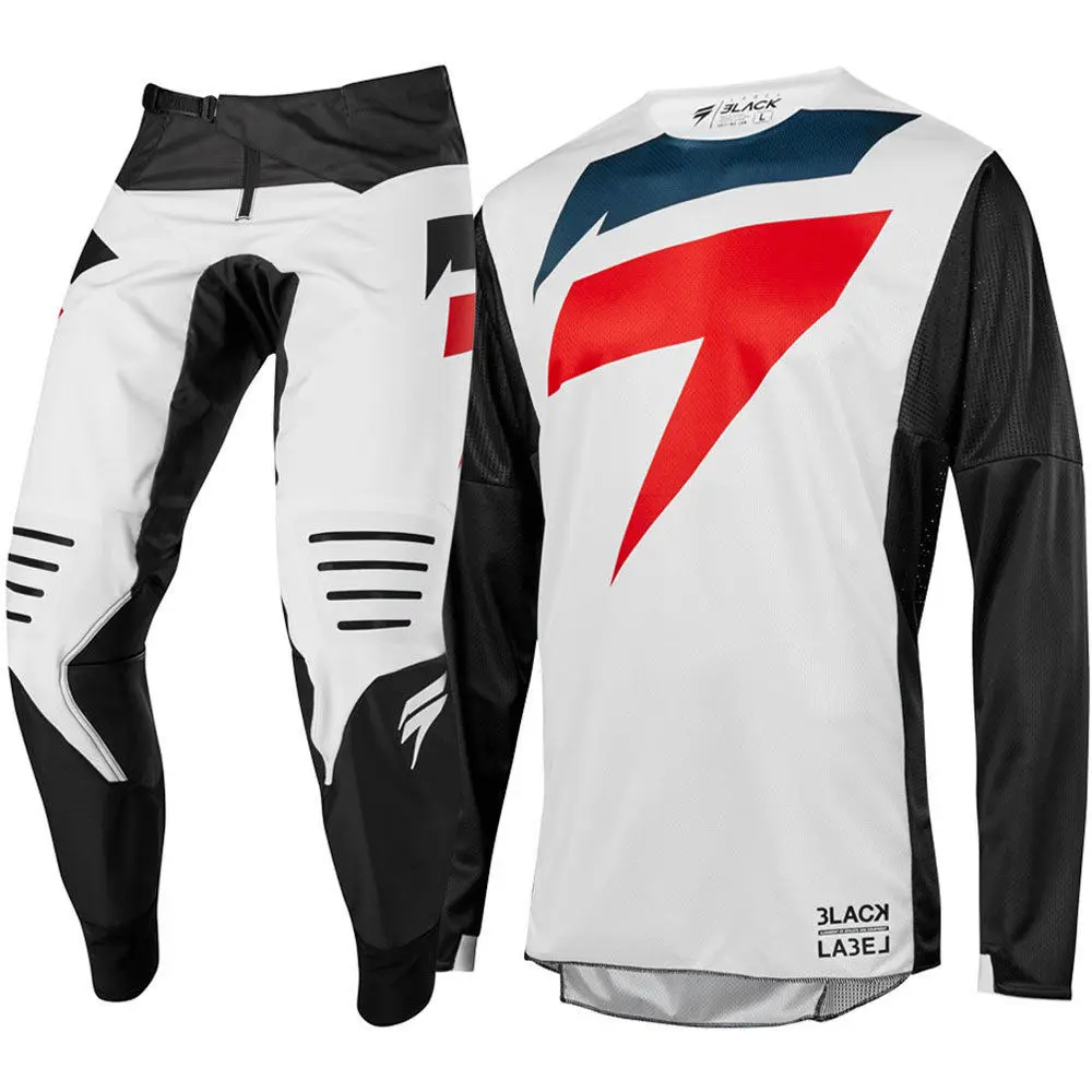 

New 2019 Motorcycle MX 3LACK Mainline White Jersey Pants Adult Motocross For shift Gear Set Jersey+Pants Racing Gear Combination