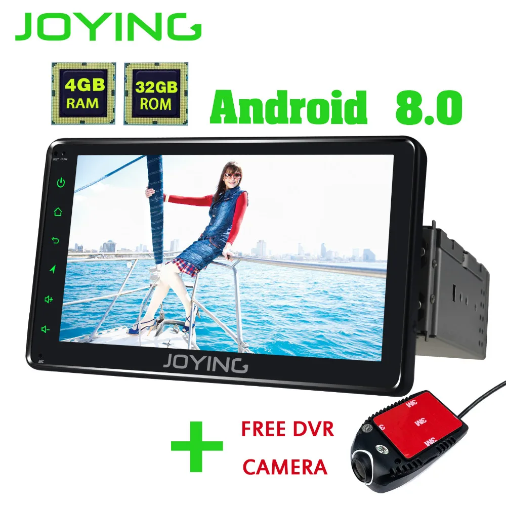 

JOYING GPS Android 8.0 car radio 4GB+32GB 1din 7'' With Free DVR Camera stereo audio Octa core HD head unit auto with BT carplay