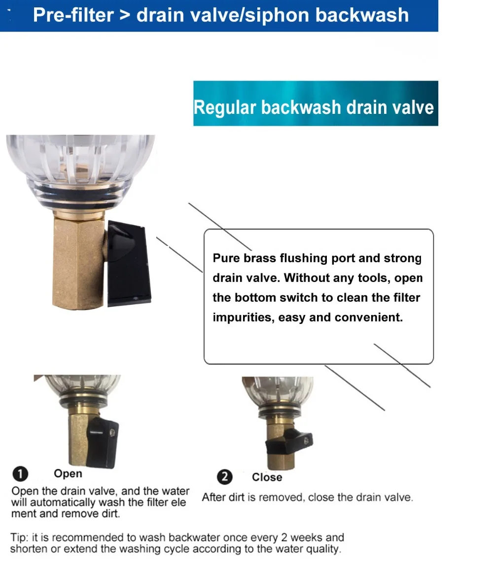 Siphon предфильтр для воды с обратной промывкой первый шаг системы очистки воды Латунь Нержавеющая сталь сетка prefiltro