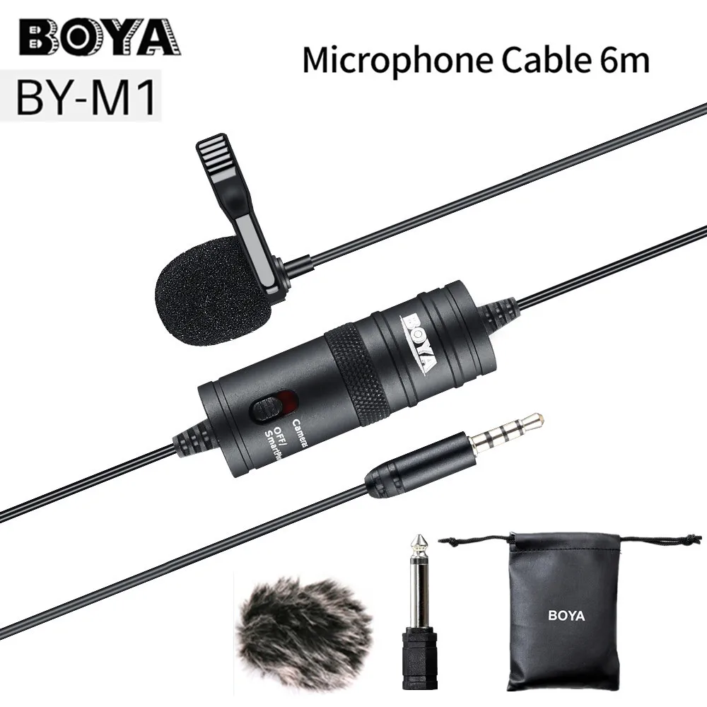 BOYA BY-M1 Lavalier конденсаторный микрофон для Canon Nikon DSLR видеокамеры, Студийный микрофон для iPhone X 7 Plus Zoom H1N удобный
