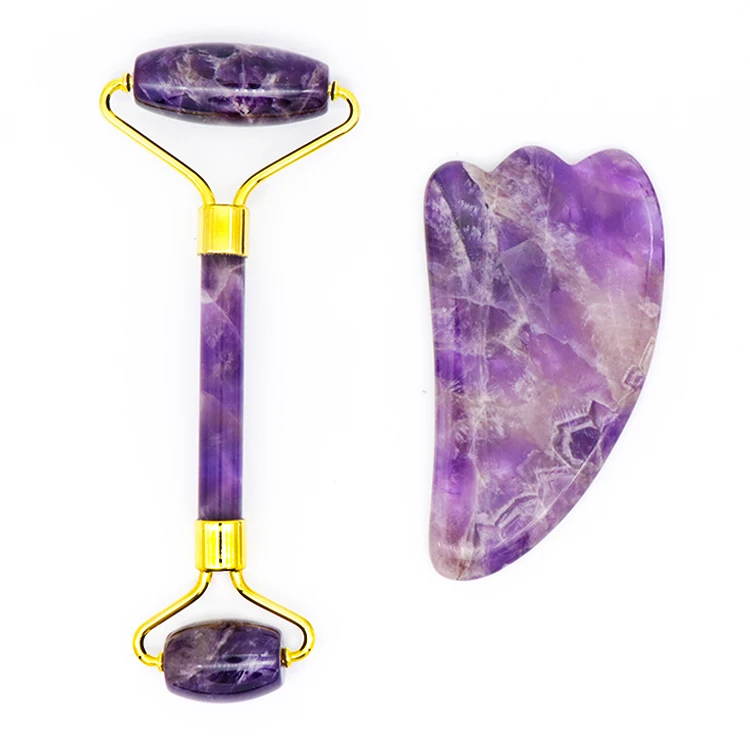

2pcs Jade Roller & Gua Sha Tool for Face 100% Natural Jade Stone For Wrinkles, Anti Aging - Authentic,Natural, No Squeaks