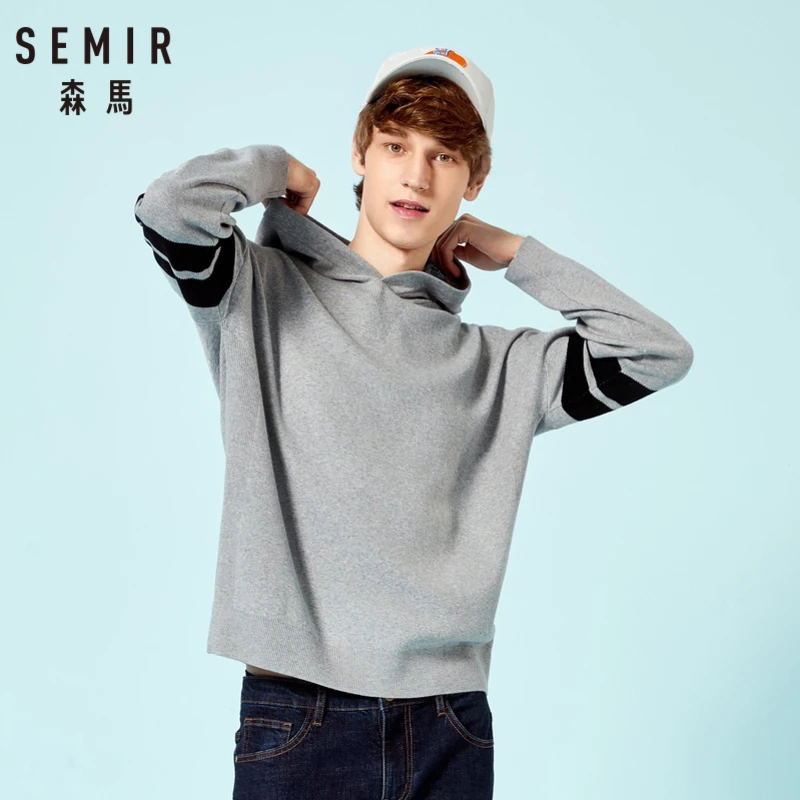 SEMIR мужской спортивный пуловер с капюшоном в полоску длинным рукавом мужская