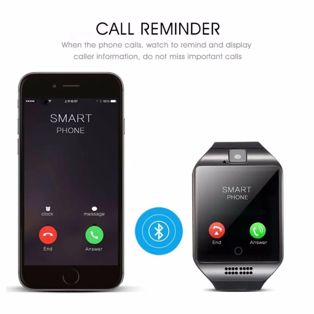 Q18 Смарт часы Bluetooth Relogio Android Smartwatch Телефонный звонок sim tf Камера для IOS iPhone samsung HUAWEI