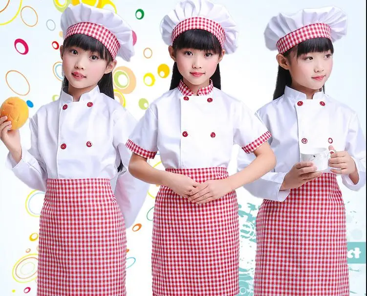 Kids Chef Costume Set - Role Play Apron & Hat For Cooking Pretend Play