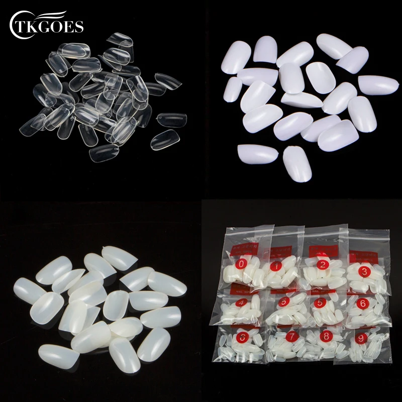 

TKGOES 600 PCS Round Short Clear White Natural nail art tips salon full cover Acrylic UV Gel Nail Tips false french nail tips