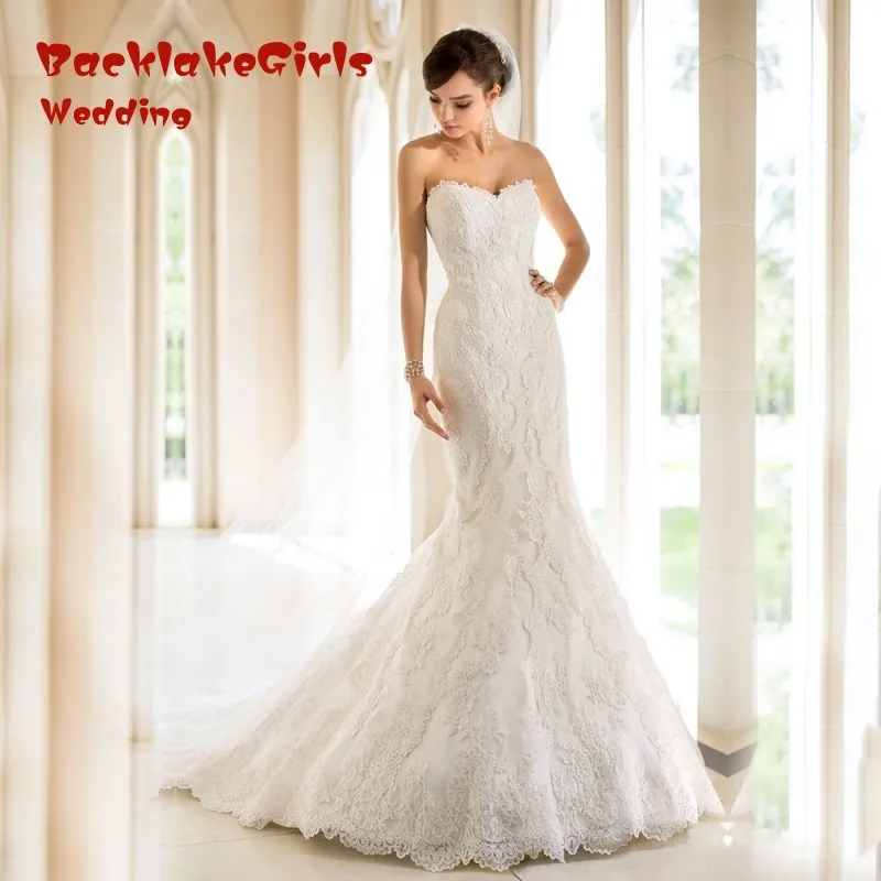 Cheap Lace Mermaid font b Wedding b font font b Dress b font Sexy Sweetheart Lace
