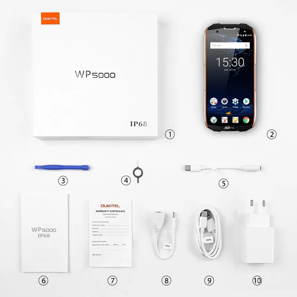 Oukitel WP5000 IP68 Водонепроницаемый 5 7 &quot18:9 мобильного телефона Android 1 Helio P25