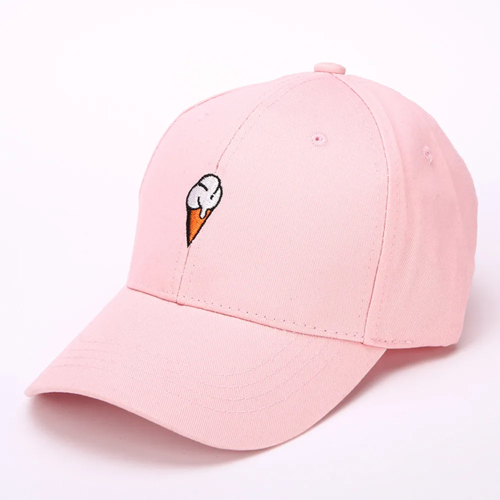 1PC Men Women Ice Cream Print Peaked Baseball Hat HipHop Curved