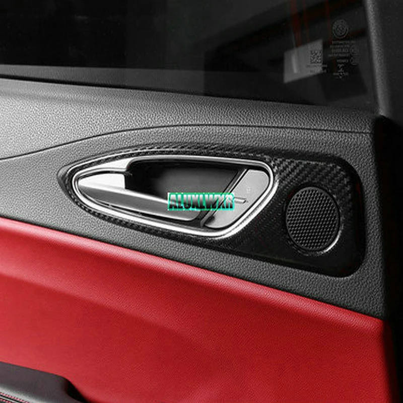 4 шт./компл. автомобильные дверные ручки чаши крышки интерьера отделка для Alfa Romeo Giulia настоящие углеродного волокна автомобильные аксессуары