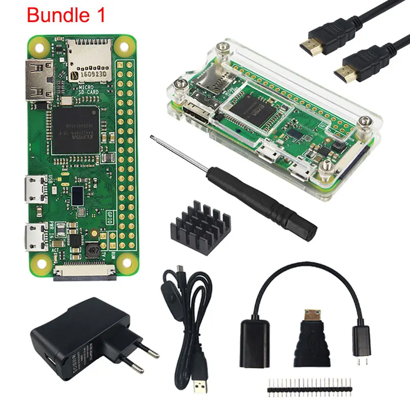 Комплект Raspberry Pi Zero W+ акриловый чехол+ сенсорный экран 2,8 дюйма+ камера 5 Мп+ сетевая карта RJ45+ sd-карта 32 ГБ+ теплоотвод+ HDMI - Комплект: Комплект 1