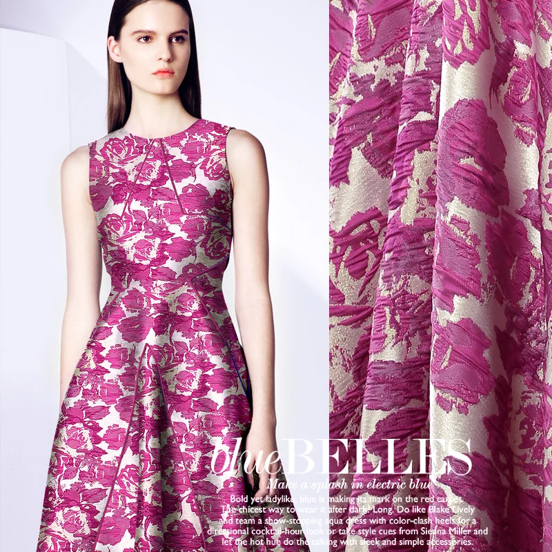 

2016 spring and autumn blooming rose jacquard fabrics dyed three-dimensional fashion fabric wholesale high quality cloth