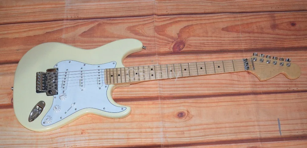 Высококачественный QShelly custom кремовый клен зубчатый гриф Yngwie Malmsteen ST