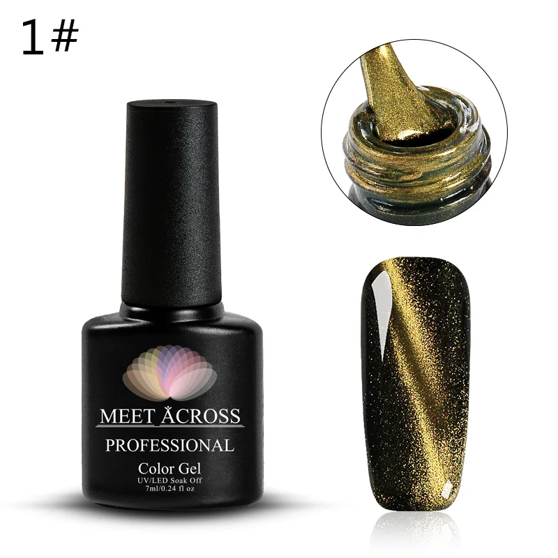 MEET ACROSS розовое золото Магнитный Гель-лак 3D Гель-лак для ногтей с эффектом «кошачий глаз» лак замочить от УФ-гель-лака дизайн ногтей маникюр основа верхнее покрытие - Цвет: HW3243