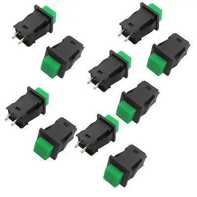 10 шт. Зеленая кнопка фиксирующий кнопочный переключатель SPST AC 125 V/3A 1A/250V |