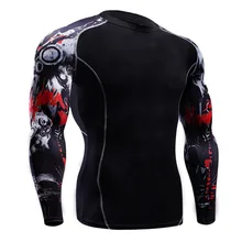 2017 New Fitness MMA Compression Shirt Men Anime Bodybuilding Long Sleeve 3D T Shirt Crossfit Tops Shirts