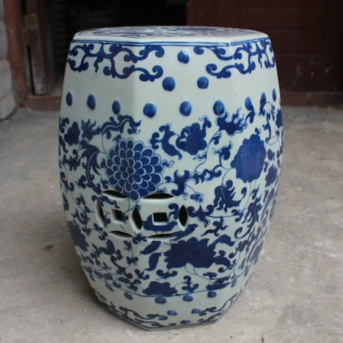 Цзиндэчжэнь античный Home Porcelain сад стула повышенной температуре застекленная 1 шт. китайский синий и белый керамический Сад Табурет