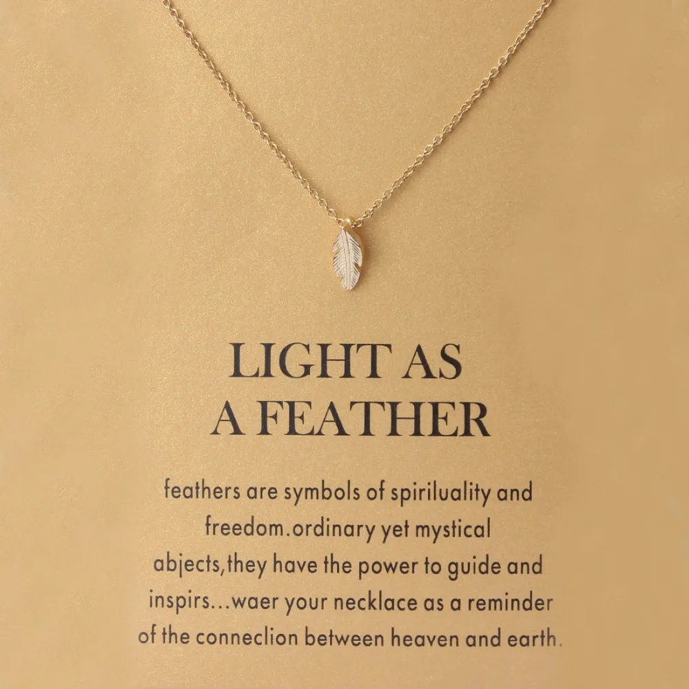 

1pc Minimalist Light As a Feather Choker Collier Necklaces Links Chains Wish Card Gold Plate For Women Statement Jewelry Gift