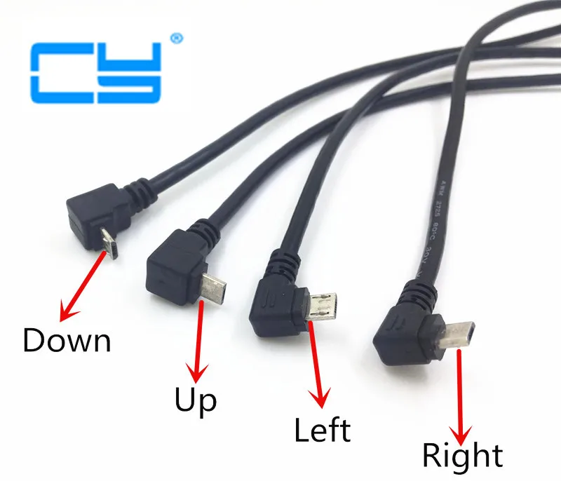 

USB 2.0 Micro-USB 5pin UP/Down Left Right Angled Male Connector to Female Extension Cable 30cm 50cm With screws Panel Mount Hole