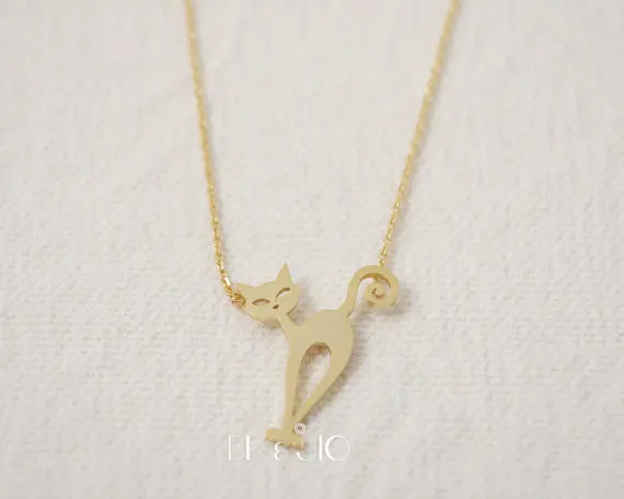 Gold Silver Cat Nero Necklace
