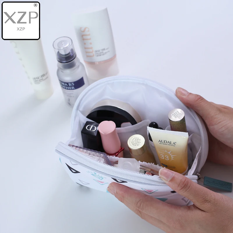 XZP Geometry Cosmetic Bag Travel Case Portable Waterproof Wash Makeup Bag Kids Pencil Case Student Pen Pouch Organizer Holder