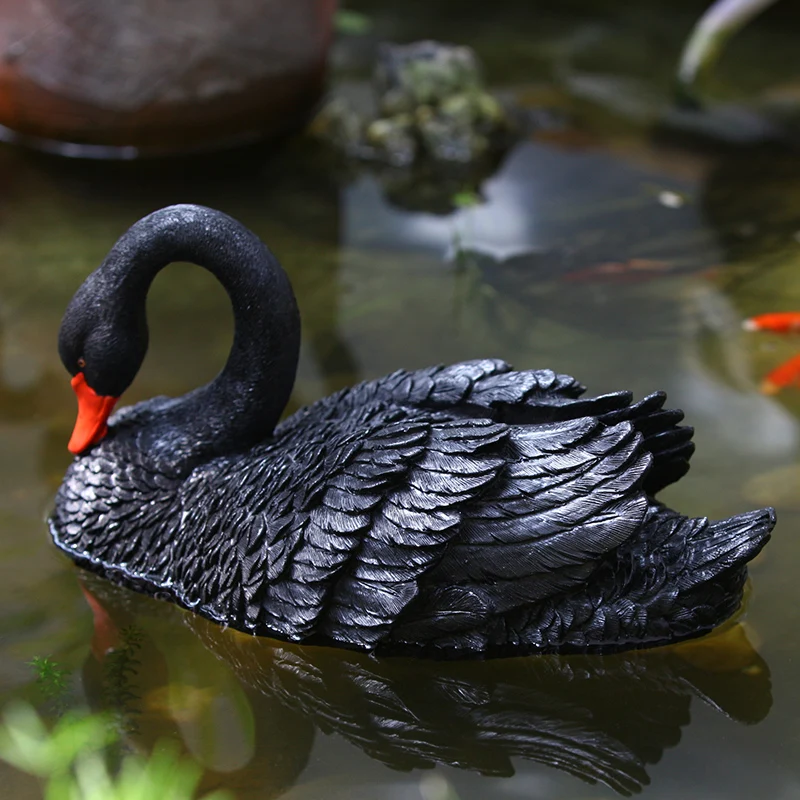 Resin-garden-black-swan-ornaments-home-decoration-resin-animal-swan