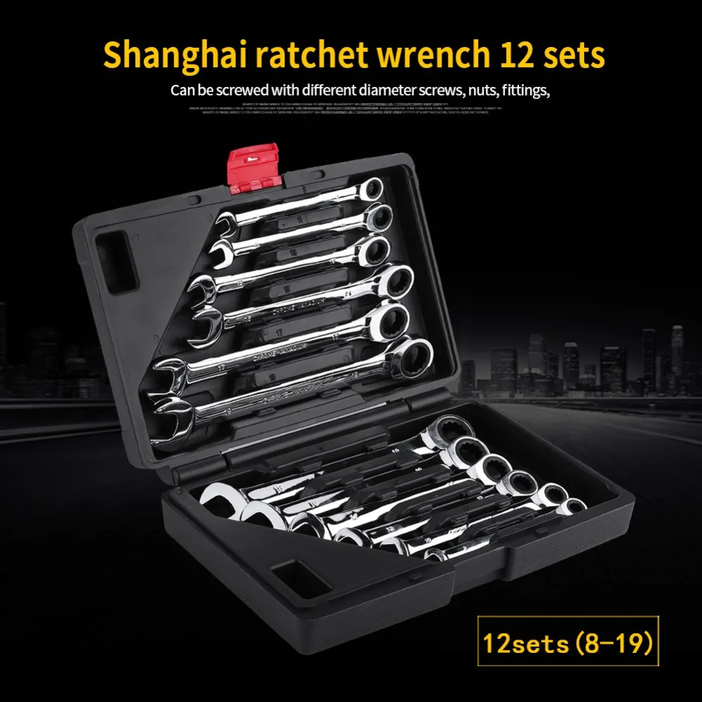 Ratchet Spanner Set Flexible Ratcheting Wrench Spanners Garage Repair Tools