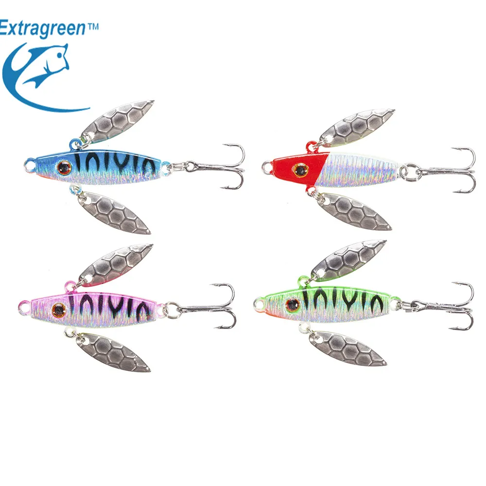 Extragreen Ice Fishing Lure Winter Double Blade Glow Belly Spoon 5cm 7g