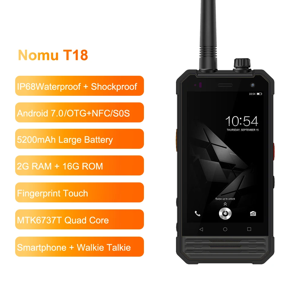 Nomu T18 IP68 водонепроницаемый ударопрочный мобильный телефон Walkie Talkie MTK6737T