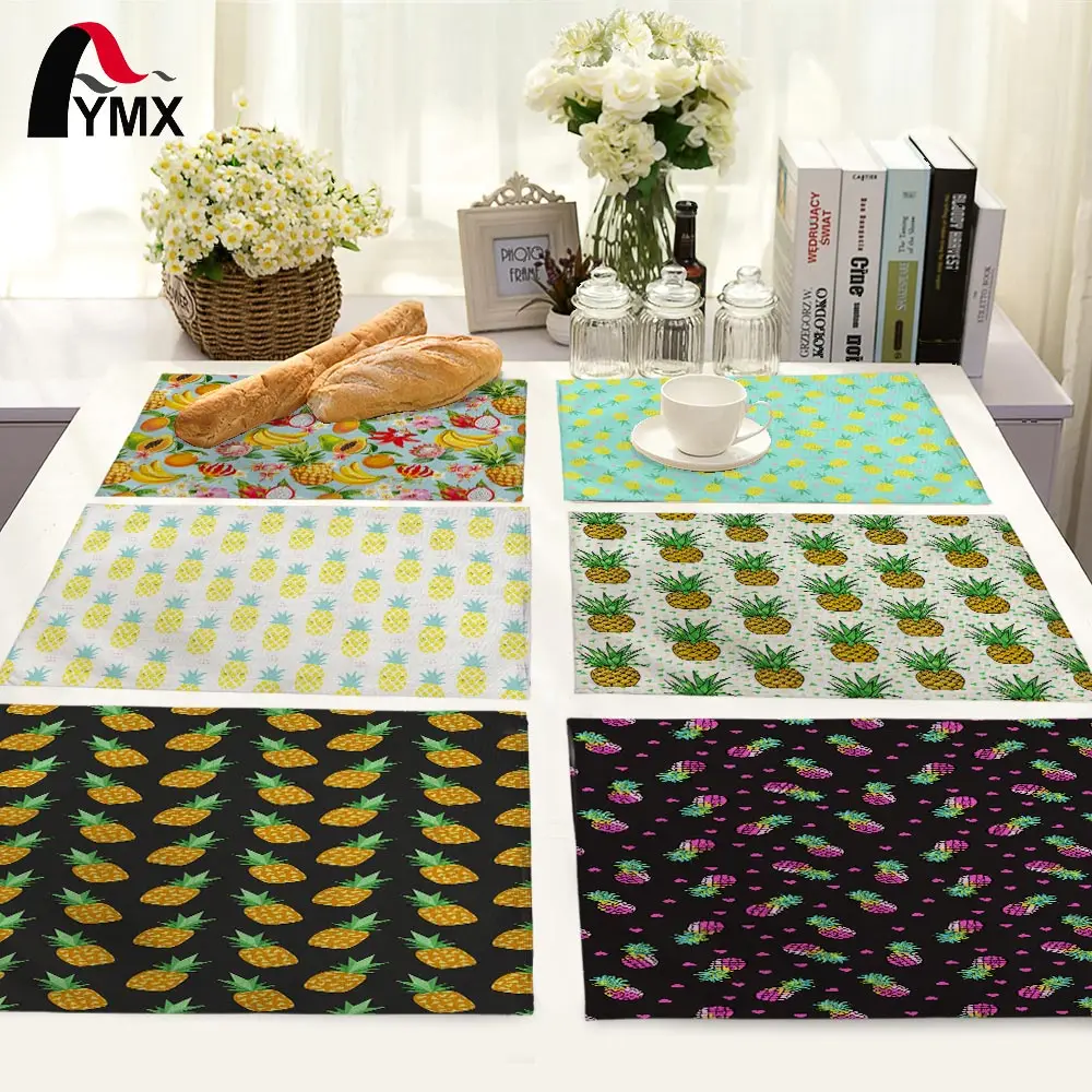 

Pineapple Pattern Table Mat Pineapple Printing Table Napkin Placemat Kitchen Decoration Dining Accessories for Wedding Party