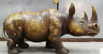 

wholesale factory 32" Chinese Bronze FengShui Reptiles Unicorn Rhino Rhinoceros Statue Sculpture 25% off