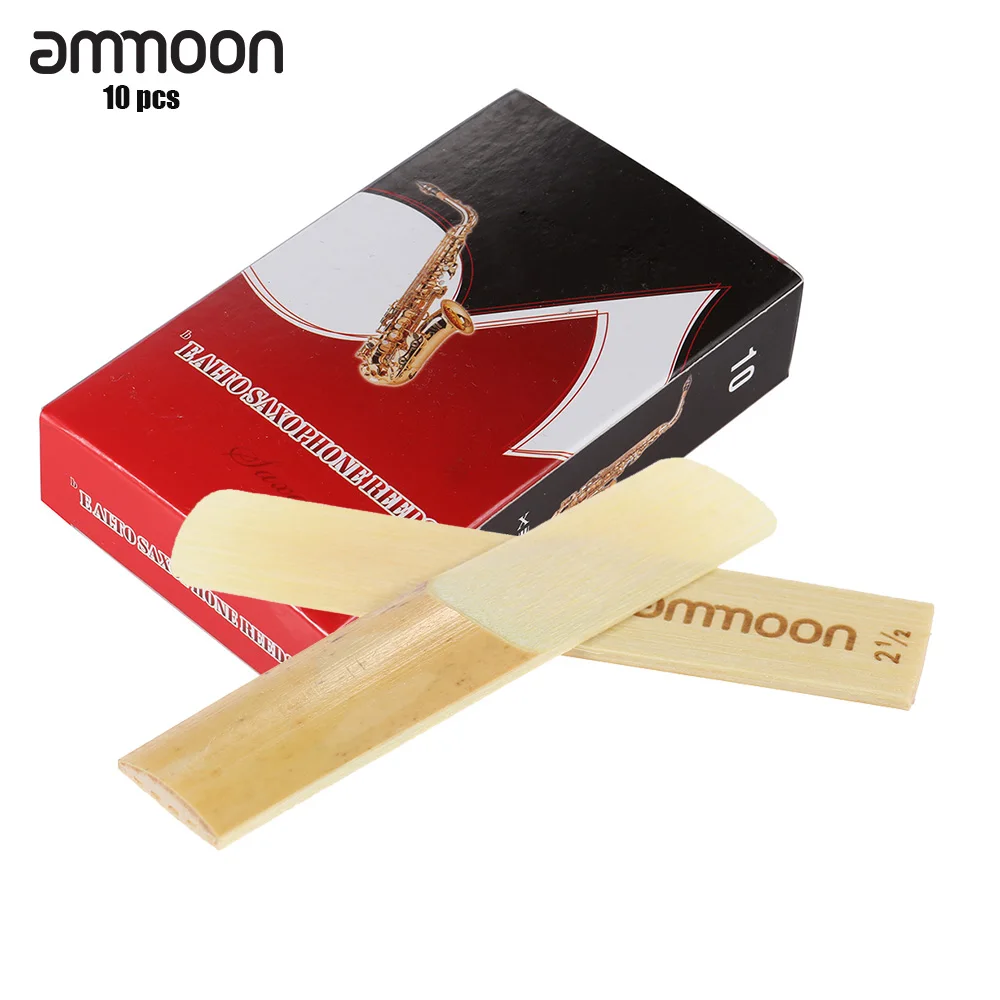 

ammoon 10-pack Pieces Saxophone Reeds Bamboo Reeds for Eb Alto Saxophone Sax Accessories Strength 2.5/ 3.0
