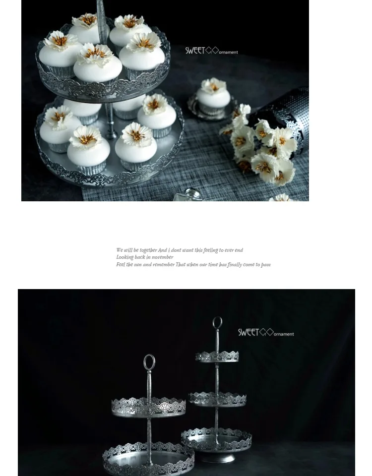SWEETGO 2 яруса подставка для кексов Винтажный серебряный торт украшения инструменты для жаропрочная посуда для десерта кухня и бар
