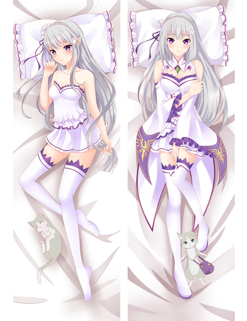 July update Anim Re Zero kara Hajimeru Isekai Seikatsu characters Emilia otaku Dakimakura pillow cover hugging body pillowcase - Цвет: 68076