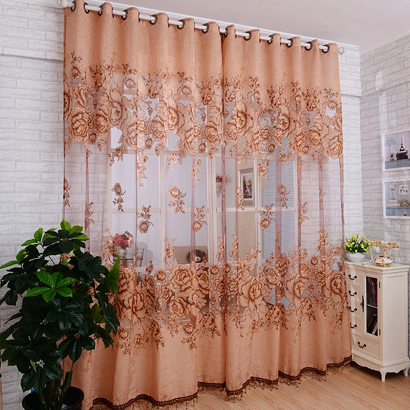 Topfinel Luxury Jacquard Embroidered Sheer Curtains for Living Room
