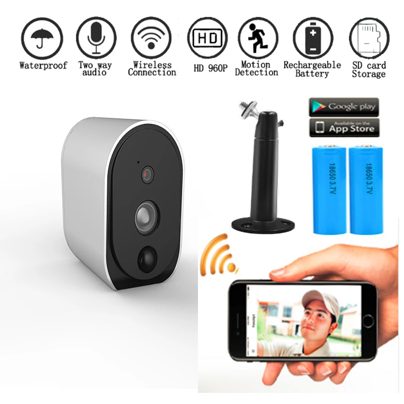 Wi-Fi IP Камера Перезаряжаемые Батарея питание HD 960 P 104 градусов широкий угол обзора